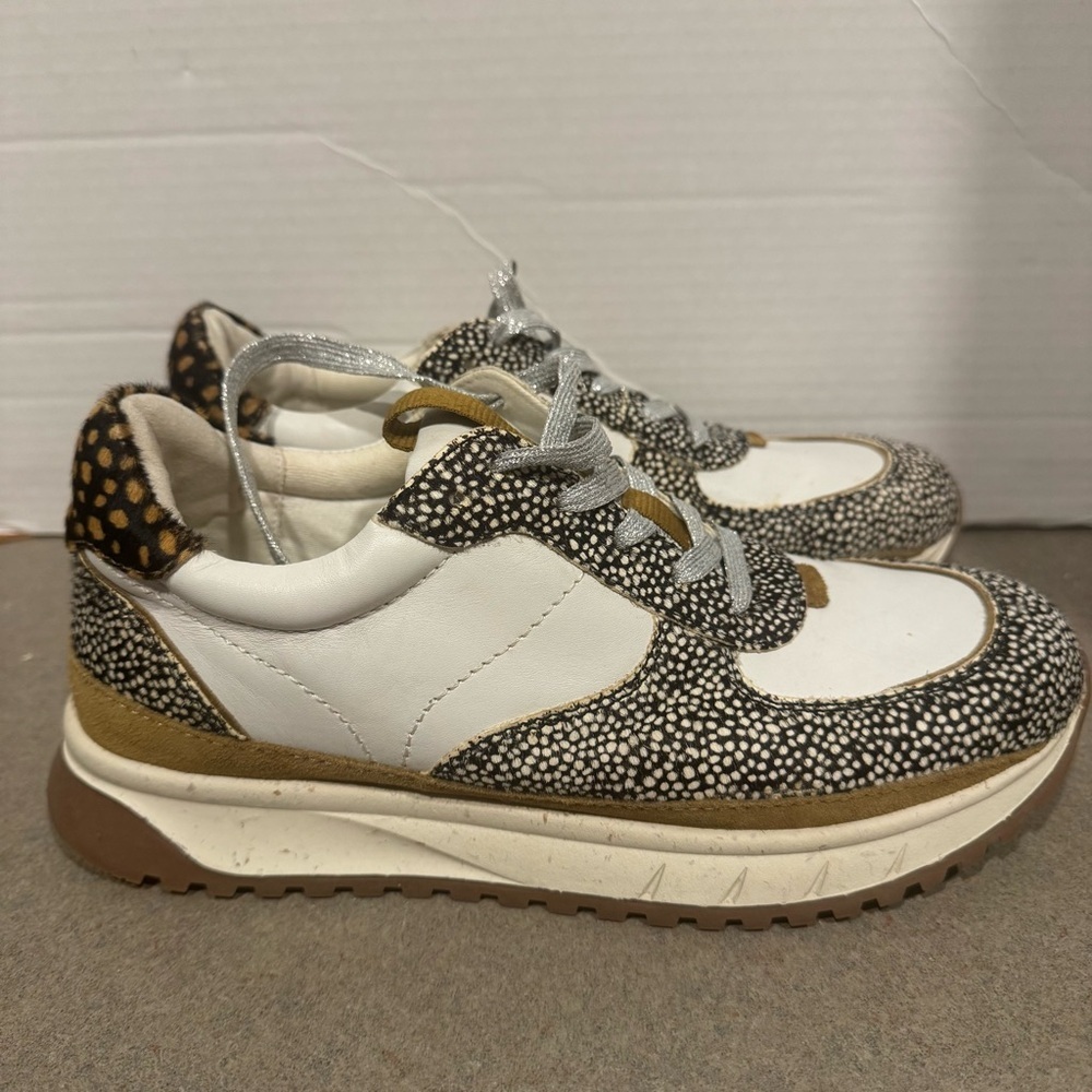 Madewell Kickoff Leather Spot Dyed Calf Hair Trainer Sneakers Unisex (W 8.5 M 7)
